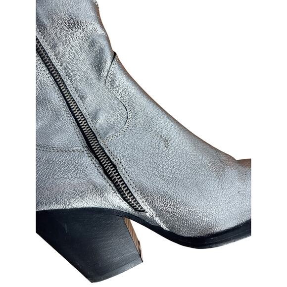 Free People Brayden Western Boots Size 8.5 Silver Metallic Cowboy Boots - Picture 10 of 13